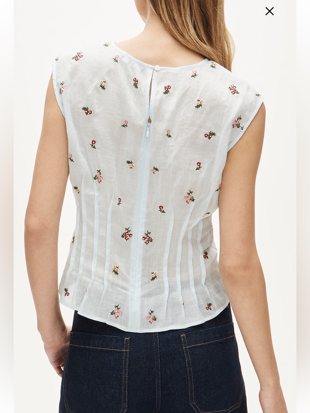 JCREW Pintuck shell top in ramie with embroidered florals Size 4 CT109 NWT - Picture 3 of 14